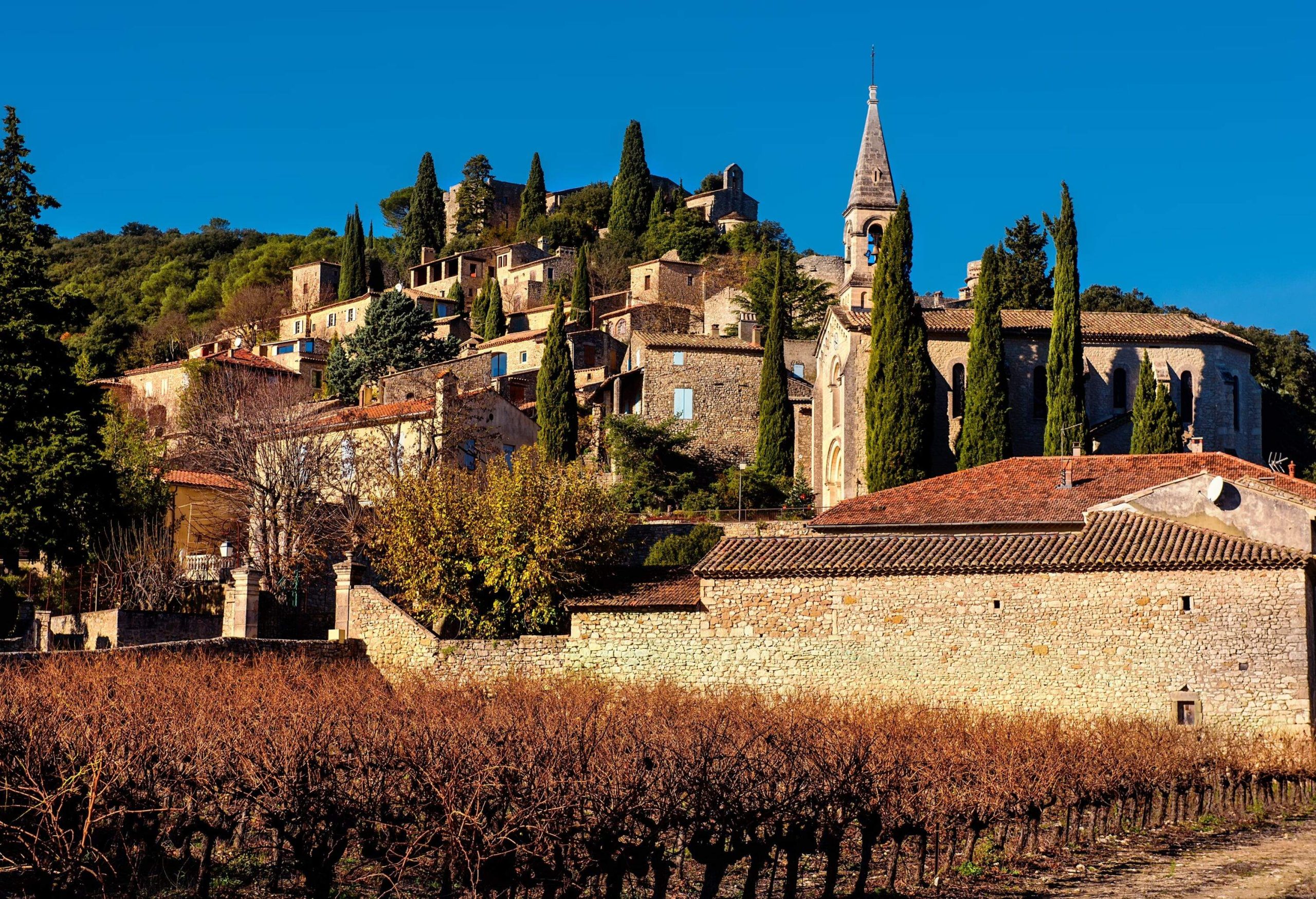 La Roque-sur-Ceze, it is very picturesque village on a rocky peak in southern France. This place classified as one of the 'most beautiful villages in France