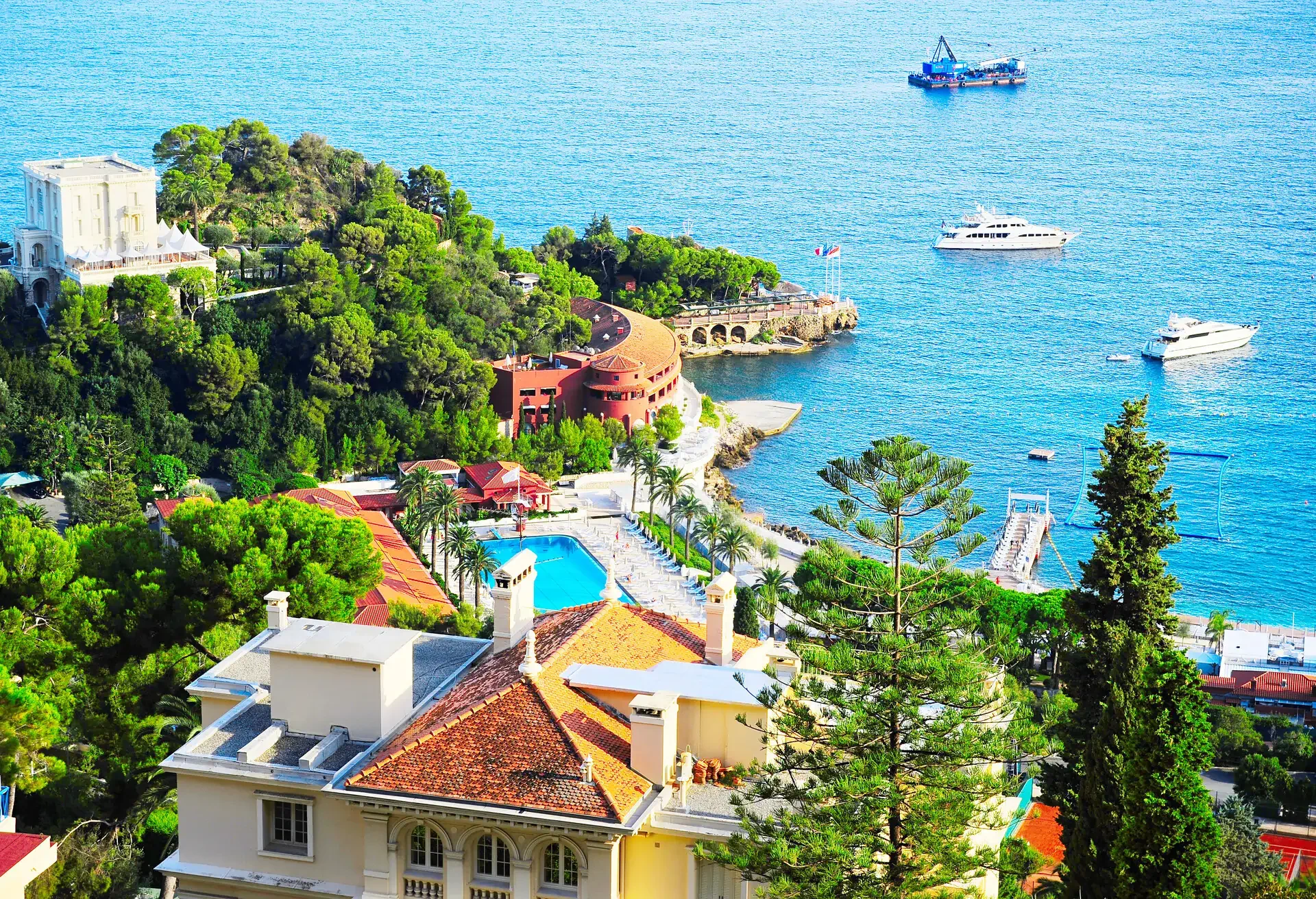 Aerial view of luxury resort and bay, french riviera, France, near Nice and Monaco ; Shutterstock ID 164611715