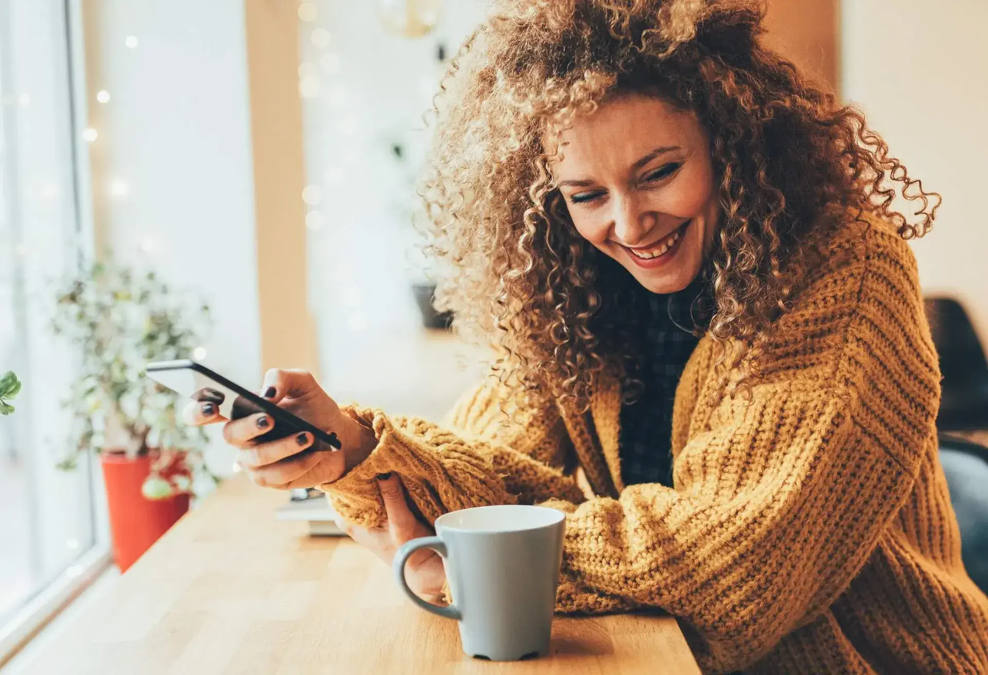 person device cellphone coffee