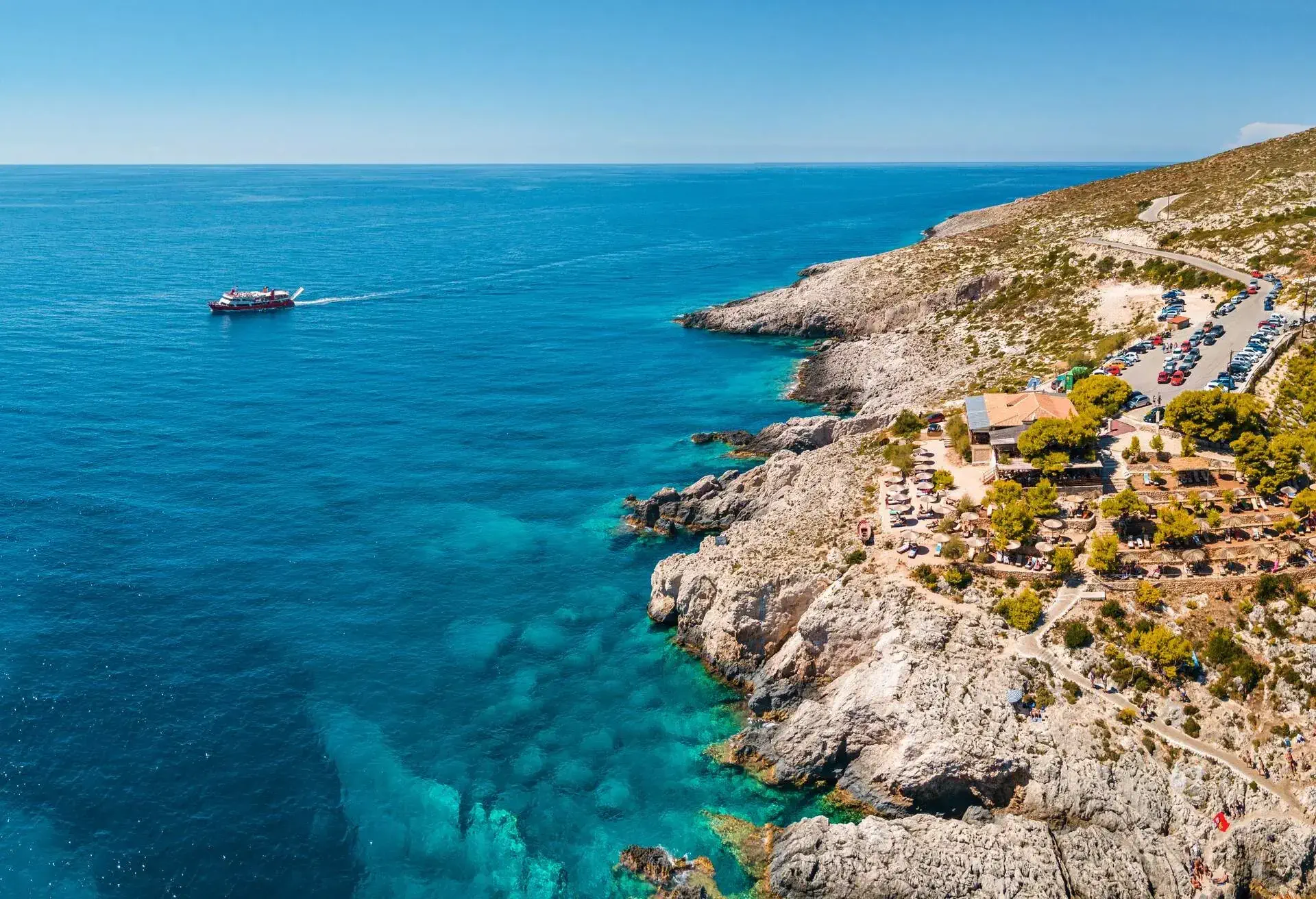 View from the air at the stunning and beautiful horizon Ionian island, Zakynthos, Greece