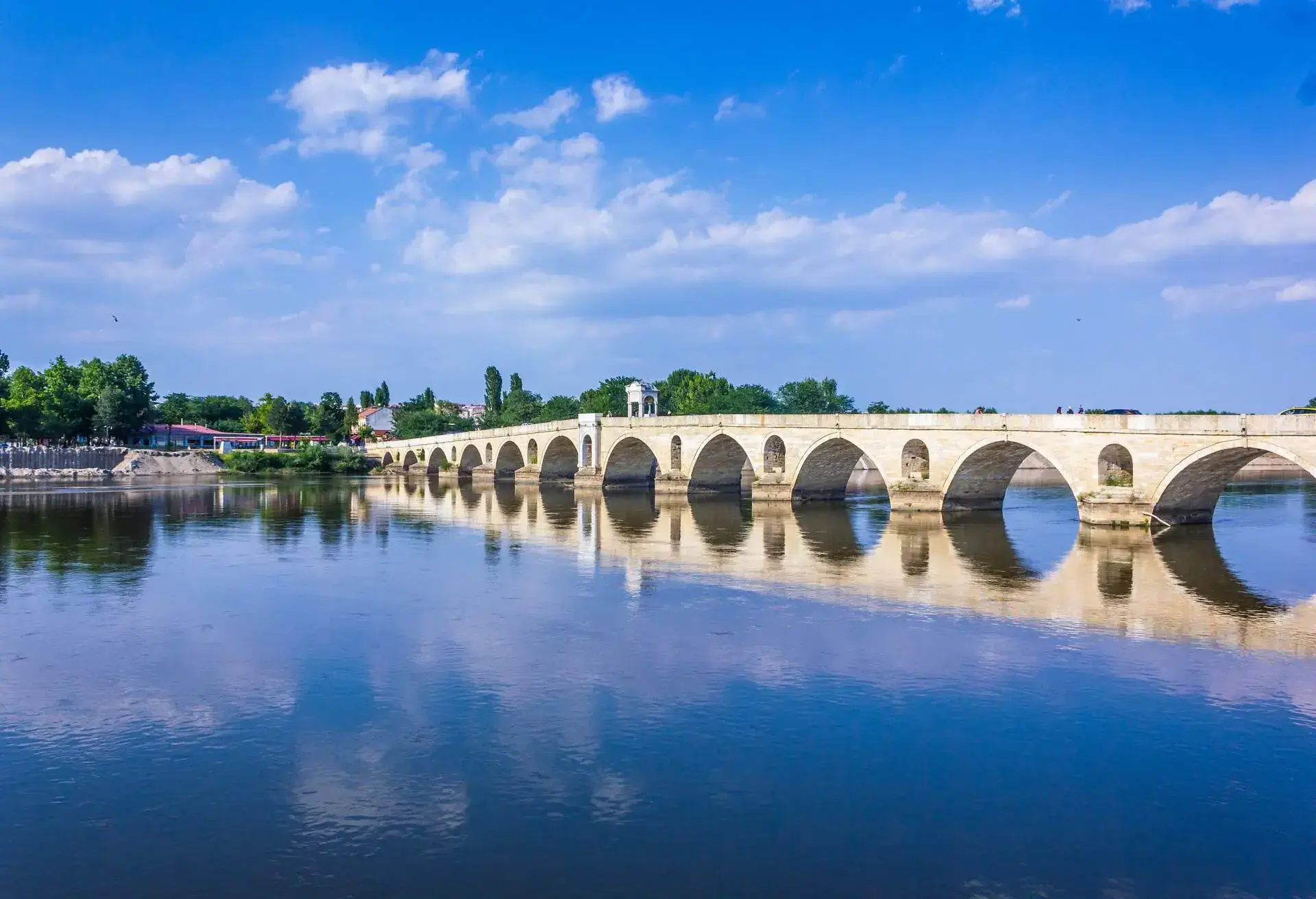 The Meric Bridge on Meric River in Edirne city Turkey