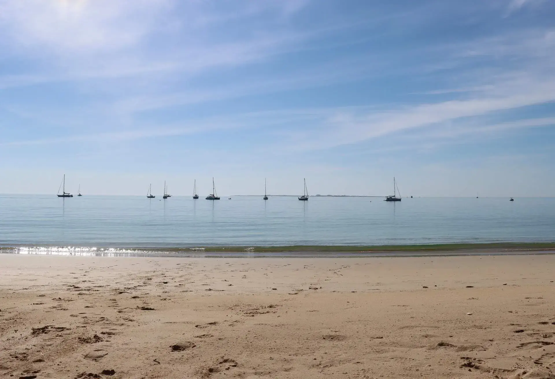 A beautiful view of one beach in Houat , Brittany, France,