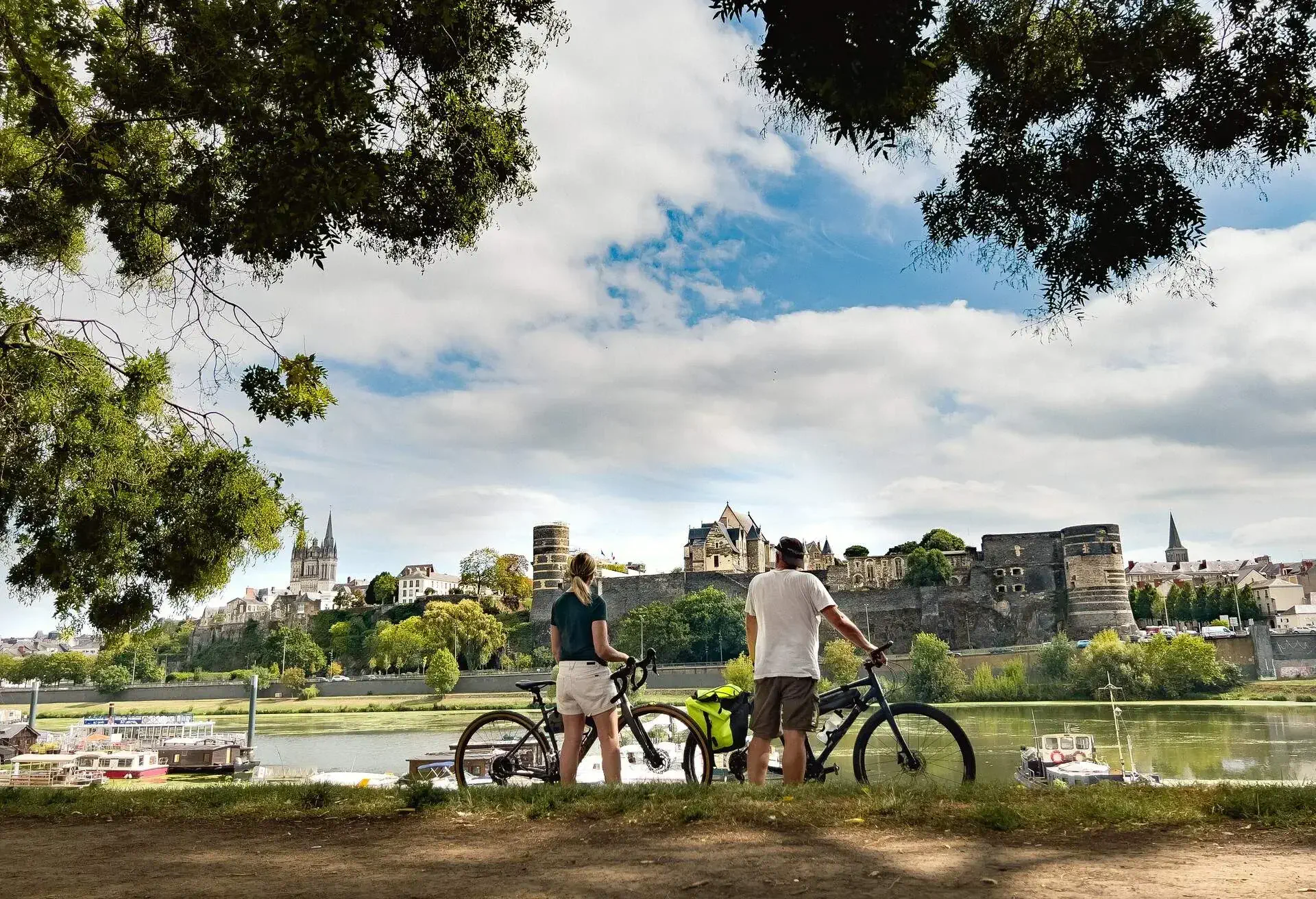 female cyclist in Angers, Loire Valley