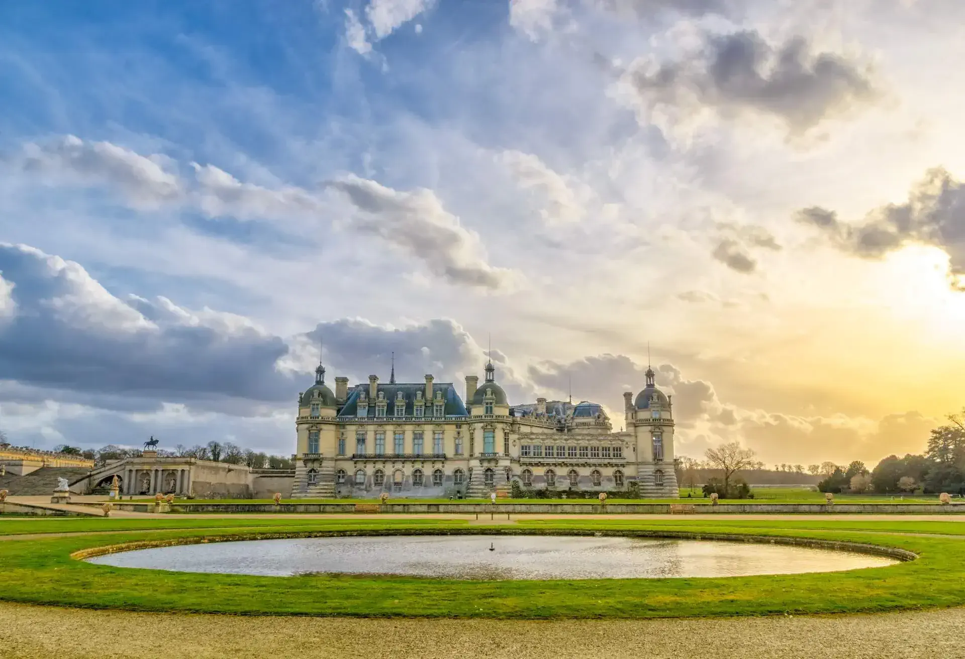 Chantilly Castle on sunset; Shutterstock ID 787736764