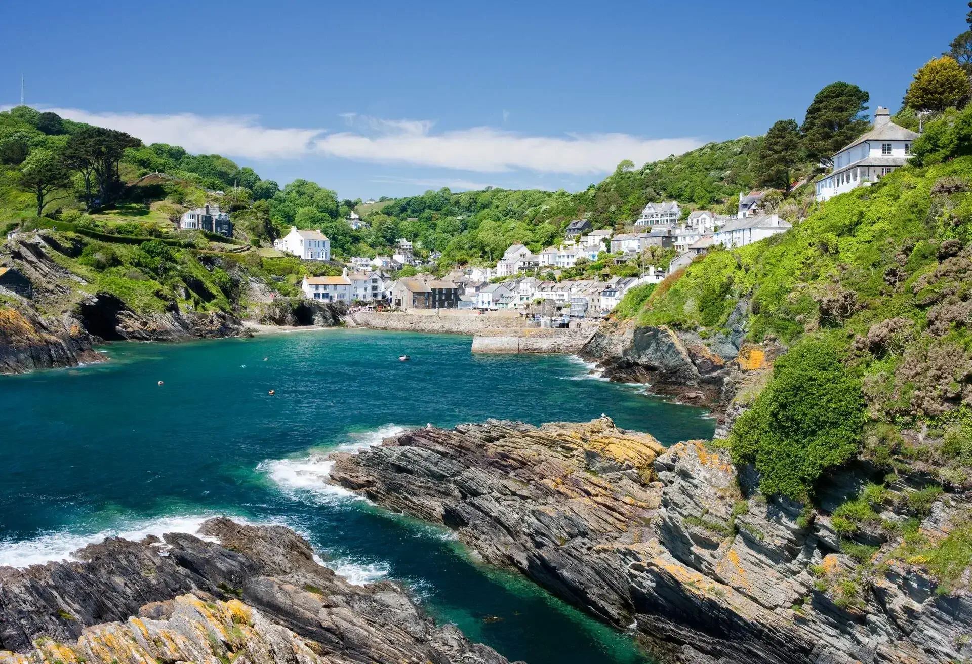 The coastal village of Polperro in Cornwall, England, UK