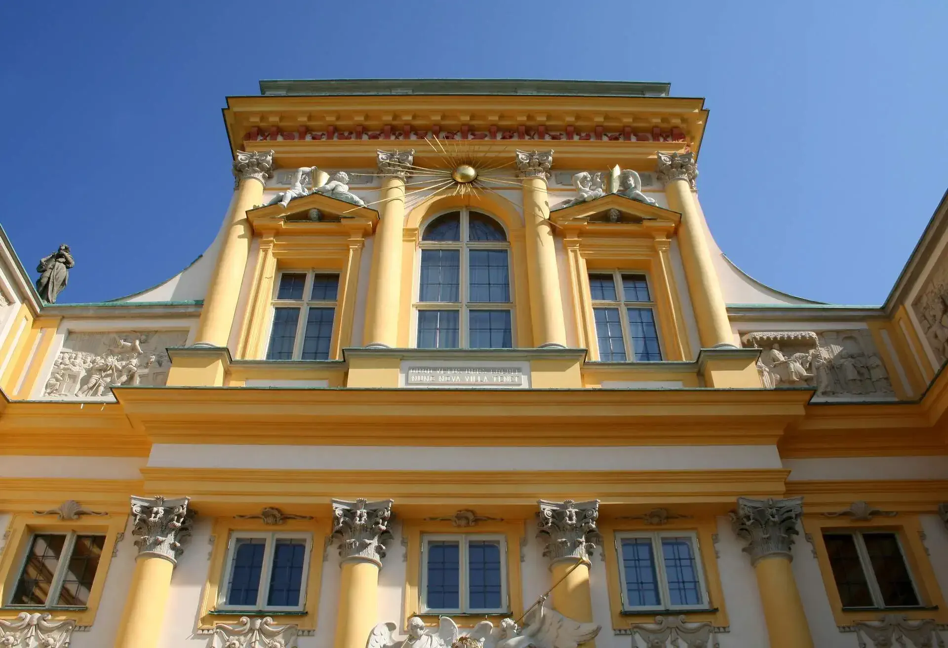 Beautiful baroque facade of Royal Wilanow Palace in Warsaw