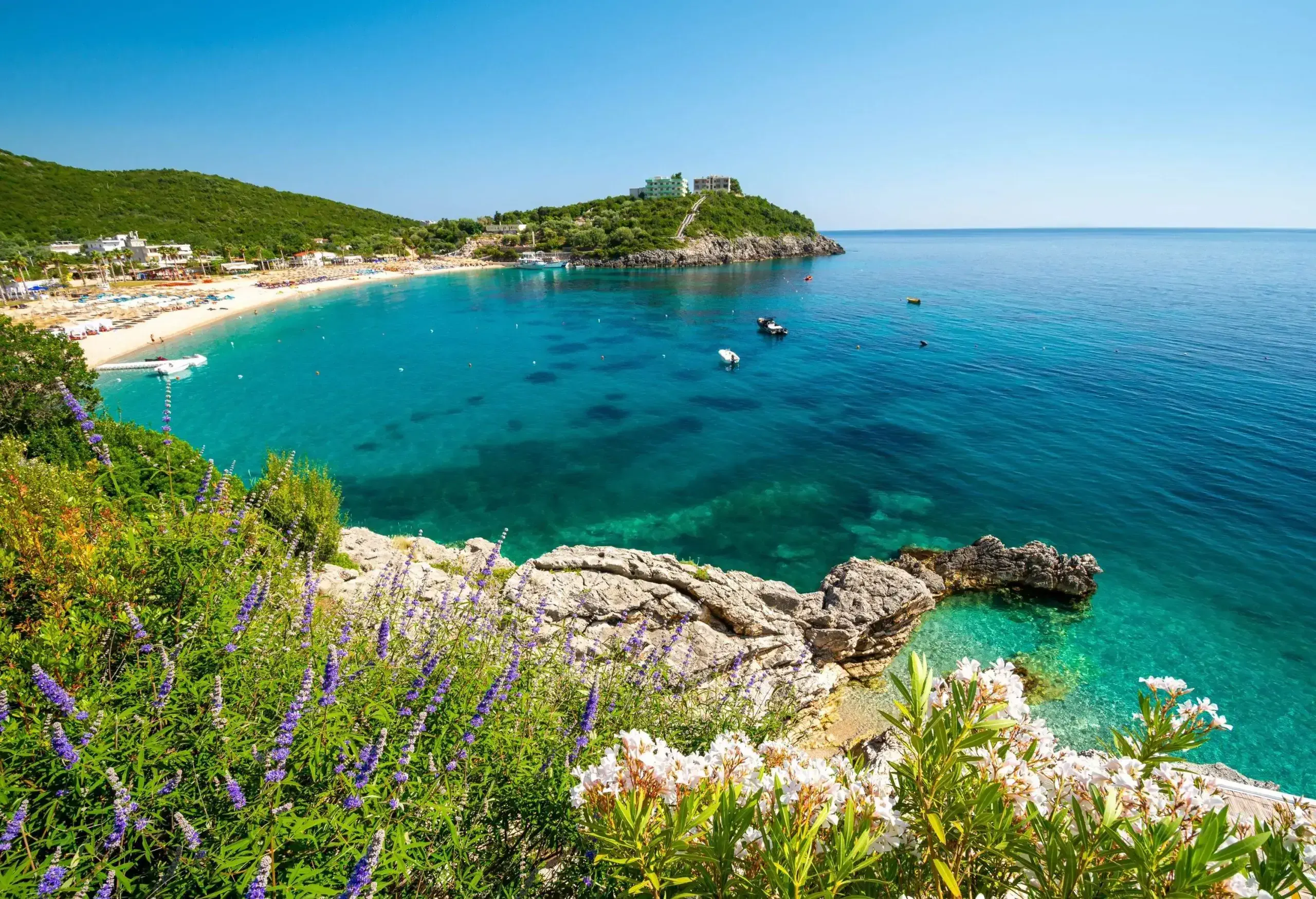 Amazing paradise beach in Himare in Albania