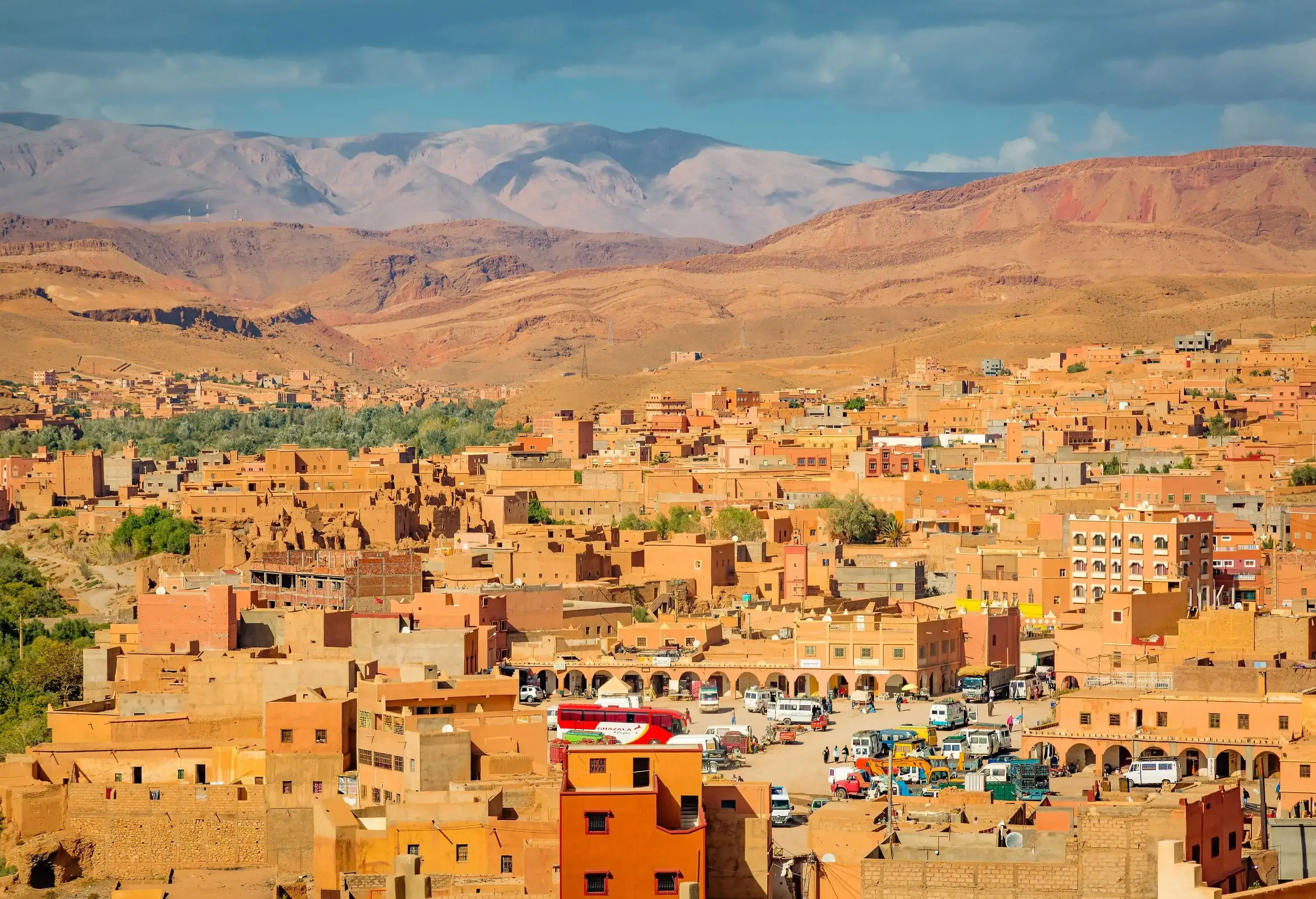 View of the valley with the city Boumalne Dades in Morocco