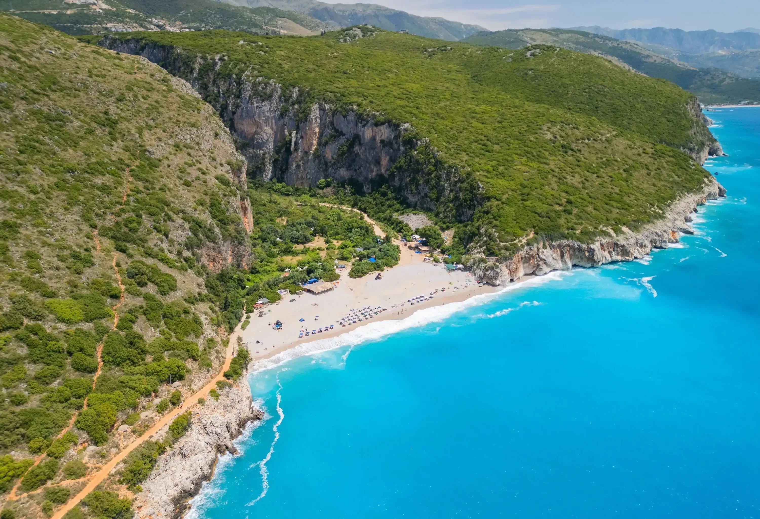 Gjipe is a bay and calcareous canyon located between Dhërmi and Vuno carved by the Ionian Sea in Vlorë County, Albania.