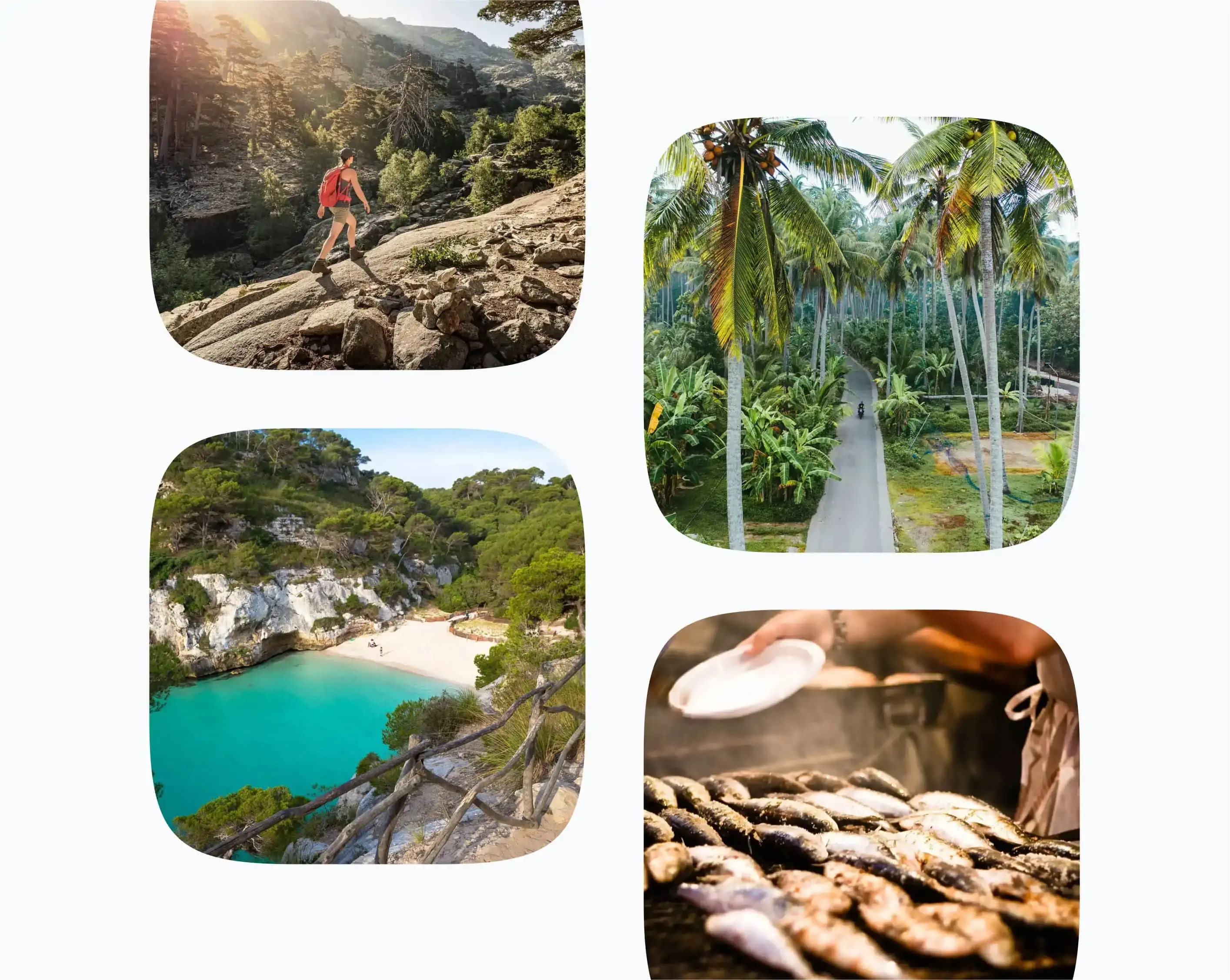 featured image including thumbnails of pictures from Lisbon, Bali, Corsica and Menorca