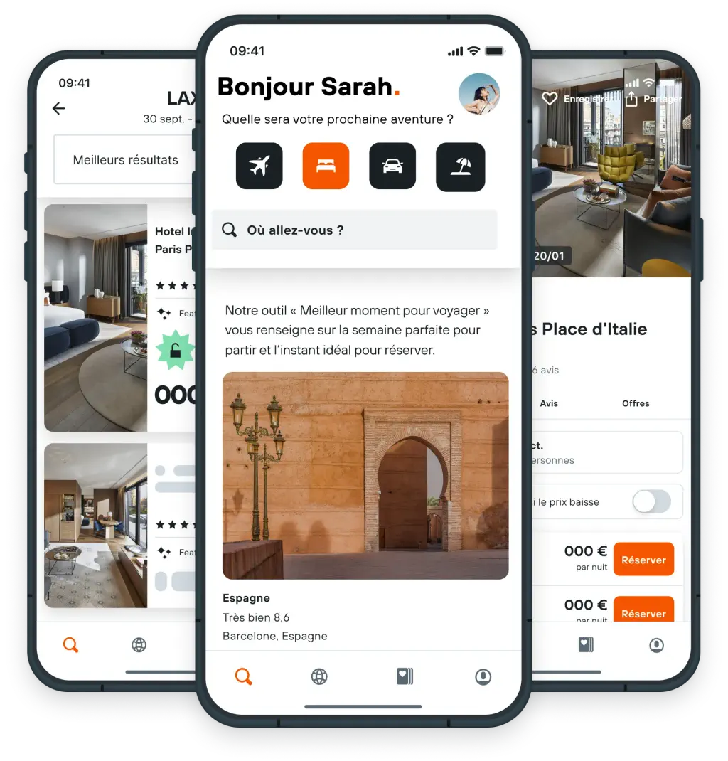mockup smartphone hotel search kayak france