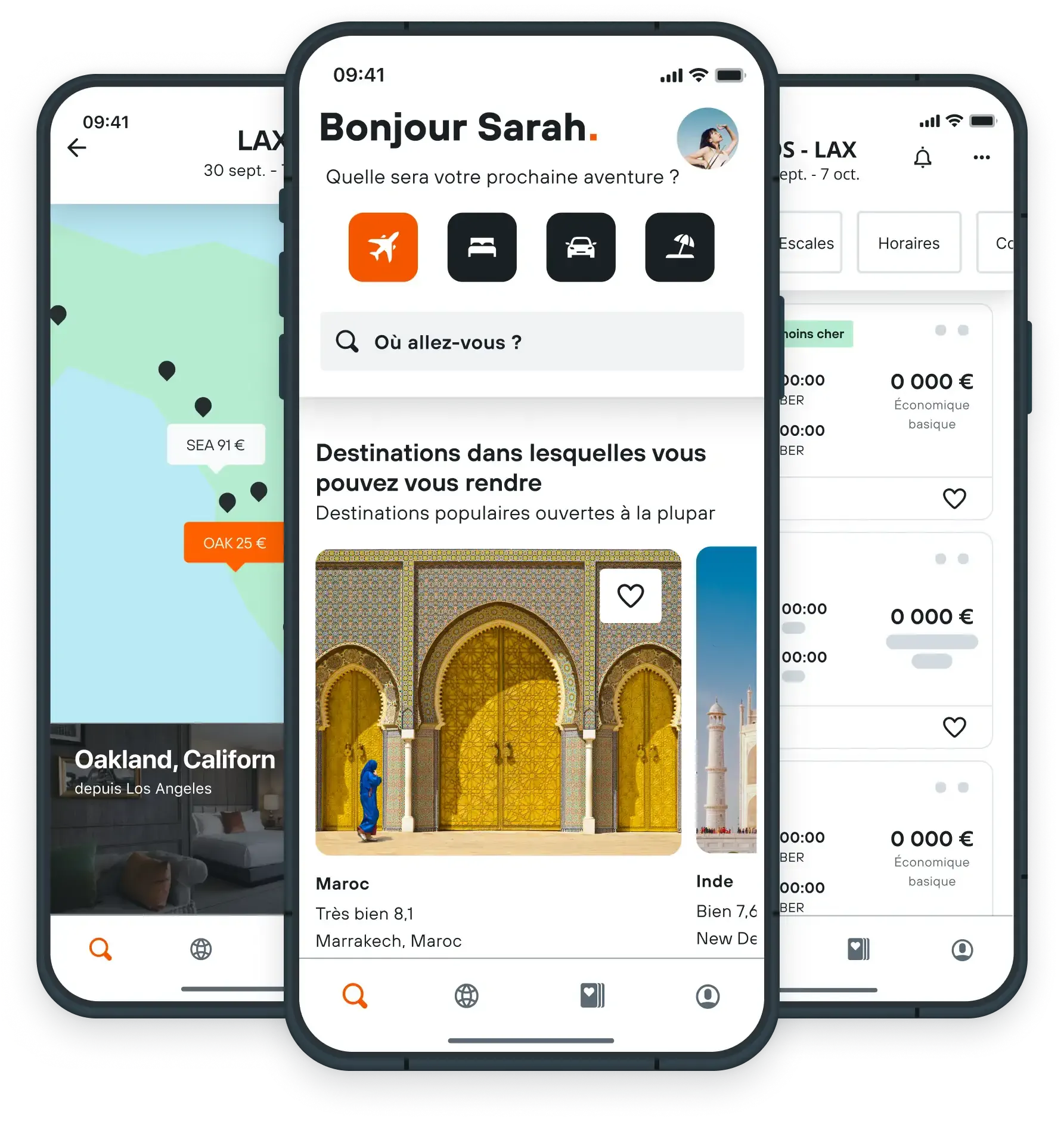 mockup smartphone flight search kayak france