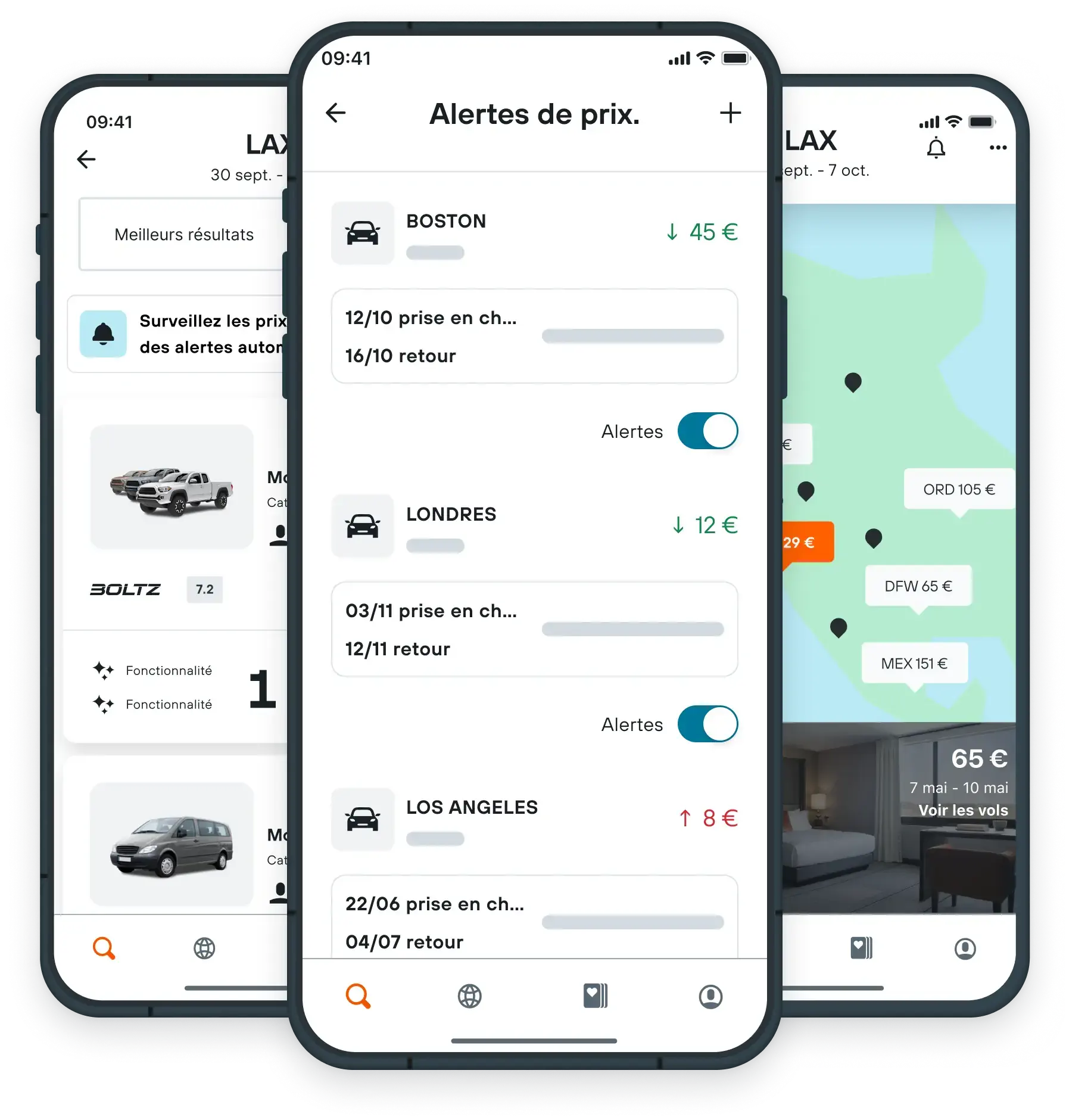 mockup smartphone car price alert kayak france