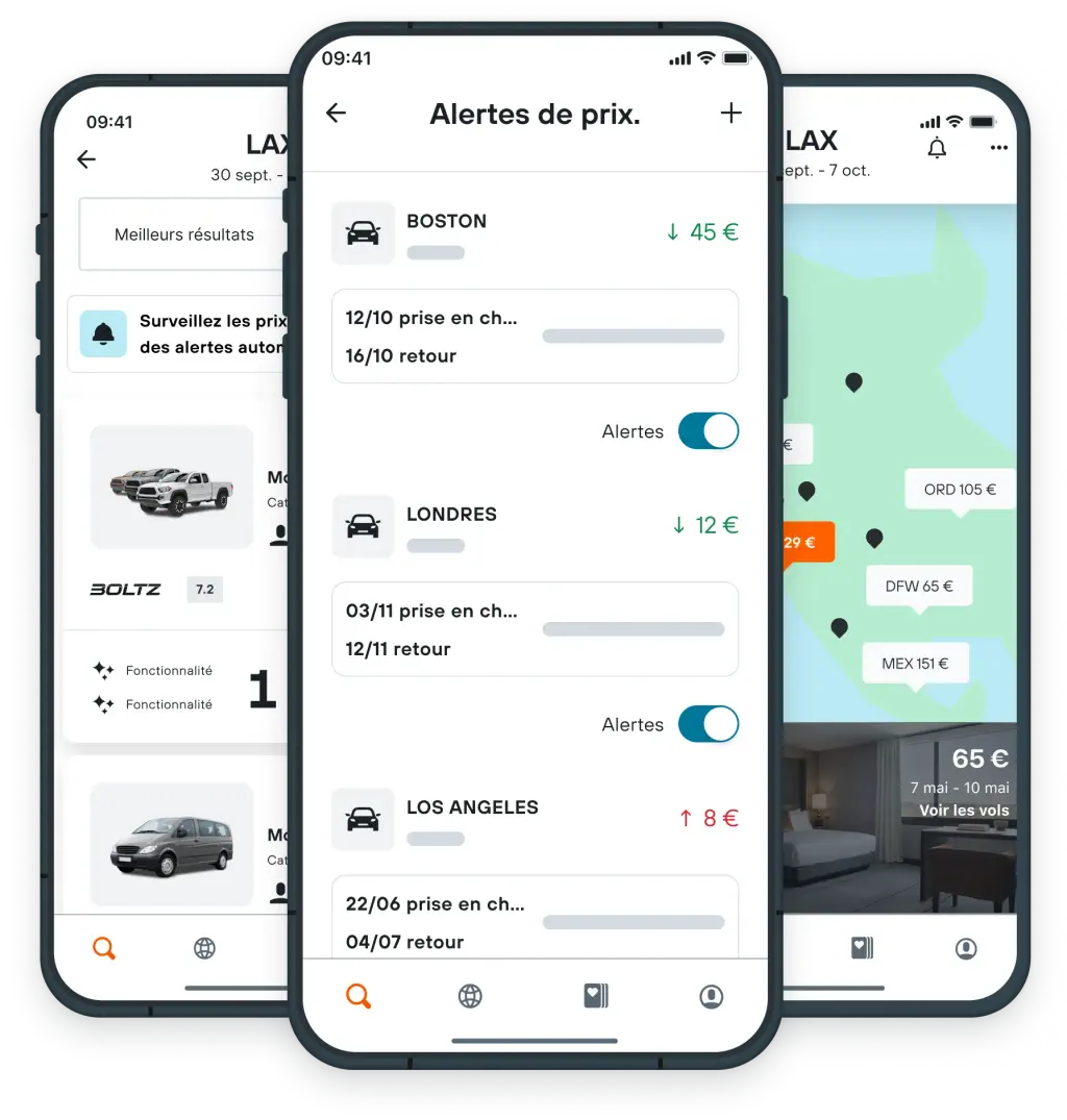mockup smartphone car price alert kayak france